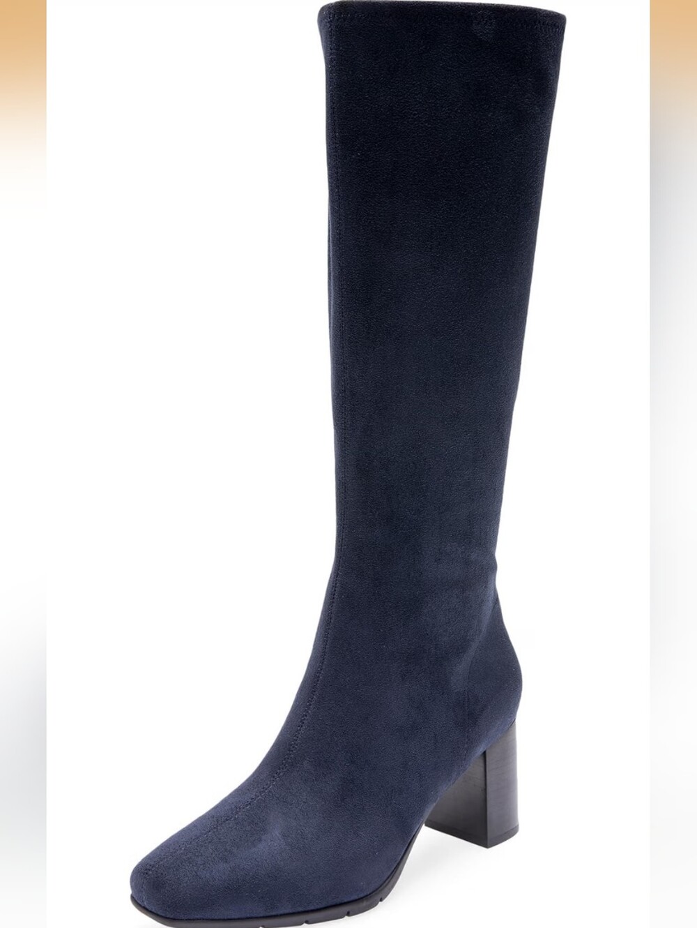 Aerosoles Micah Tall Boots Navy Stretch Faux Suede Zip Up 10W Wide Calf NWT